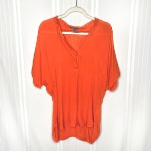 Vince Georgette Cap Sleeve Half Placket Blouse
